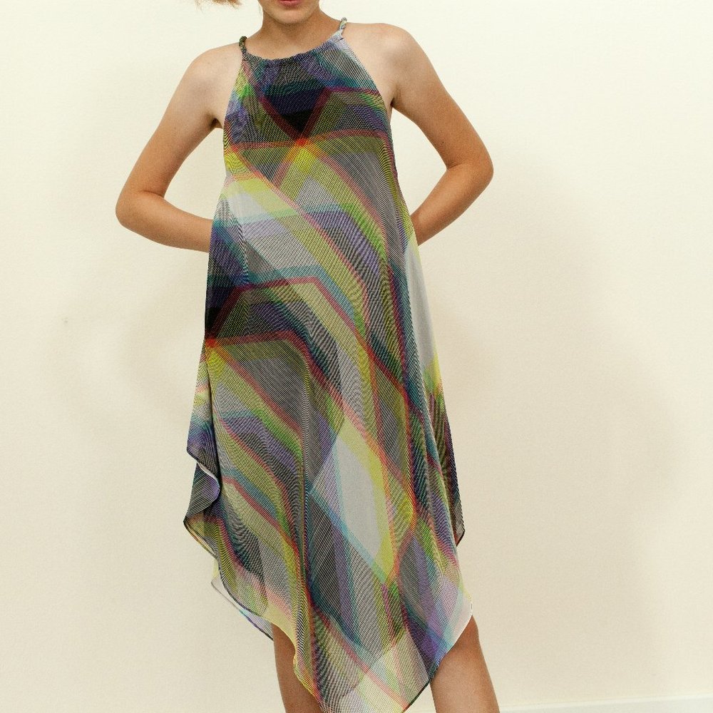 RACHEL ROY Asymmetric Scarf Print  Dress